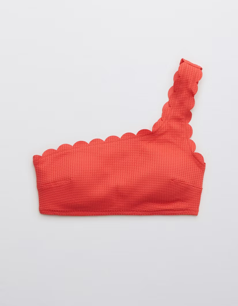Aerie Waffle Scalloped One Shoulder Bikini Top | American Eagle Outfitters (US & CA)