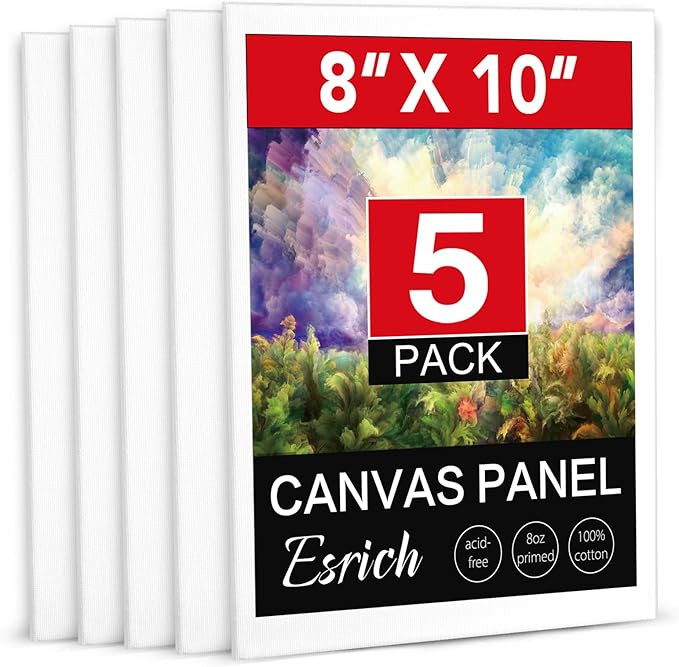ESRICH Canvas Boards for Painting, 5 Pack Canvases for Painting 8x10 Cotton Primed Acid Free Blan... | Amazon (US)
