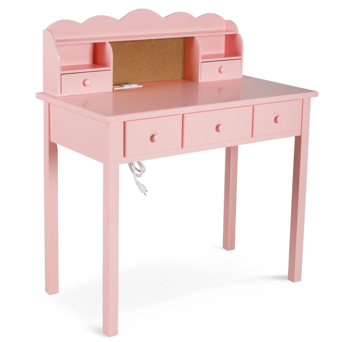 36.2'' Solid Wood Computer Writing Desk with 3 Power Outlets | Wayfair North America