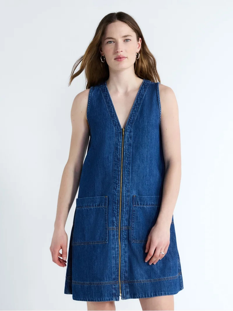 Free Assembly Women's and Women's Plus Sleeveless Denim A Line Mini Dress, Sizes XS-4X | Walmart (US)