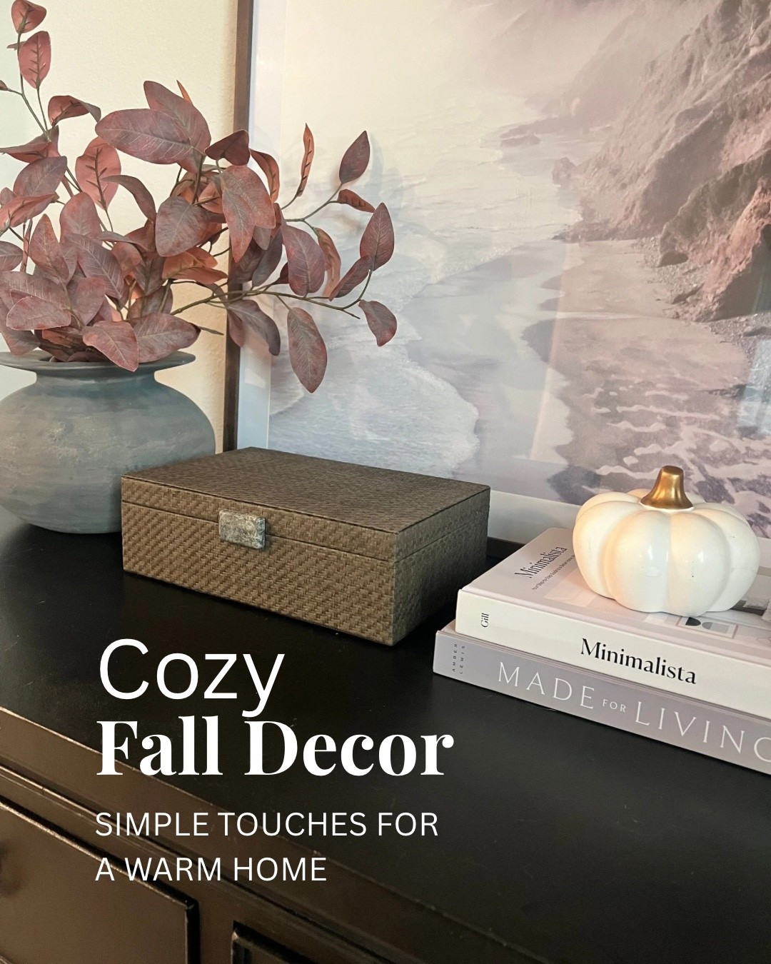 Burgundy might be my favorite color to bring in for fall. It adds so much warmth without making the whole room feel overly seasonal. I mixed in a few simple fall pieces here and kept everything else neutral.

I linked the pieces from this little setup here.

#LTKHome #LTKSeasonal #LTKmomlife