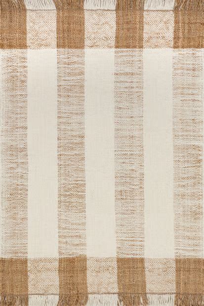 Ivory Benita Striped Tasseled Area Rug | Rugs USA