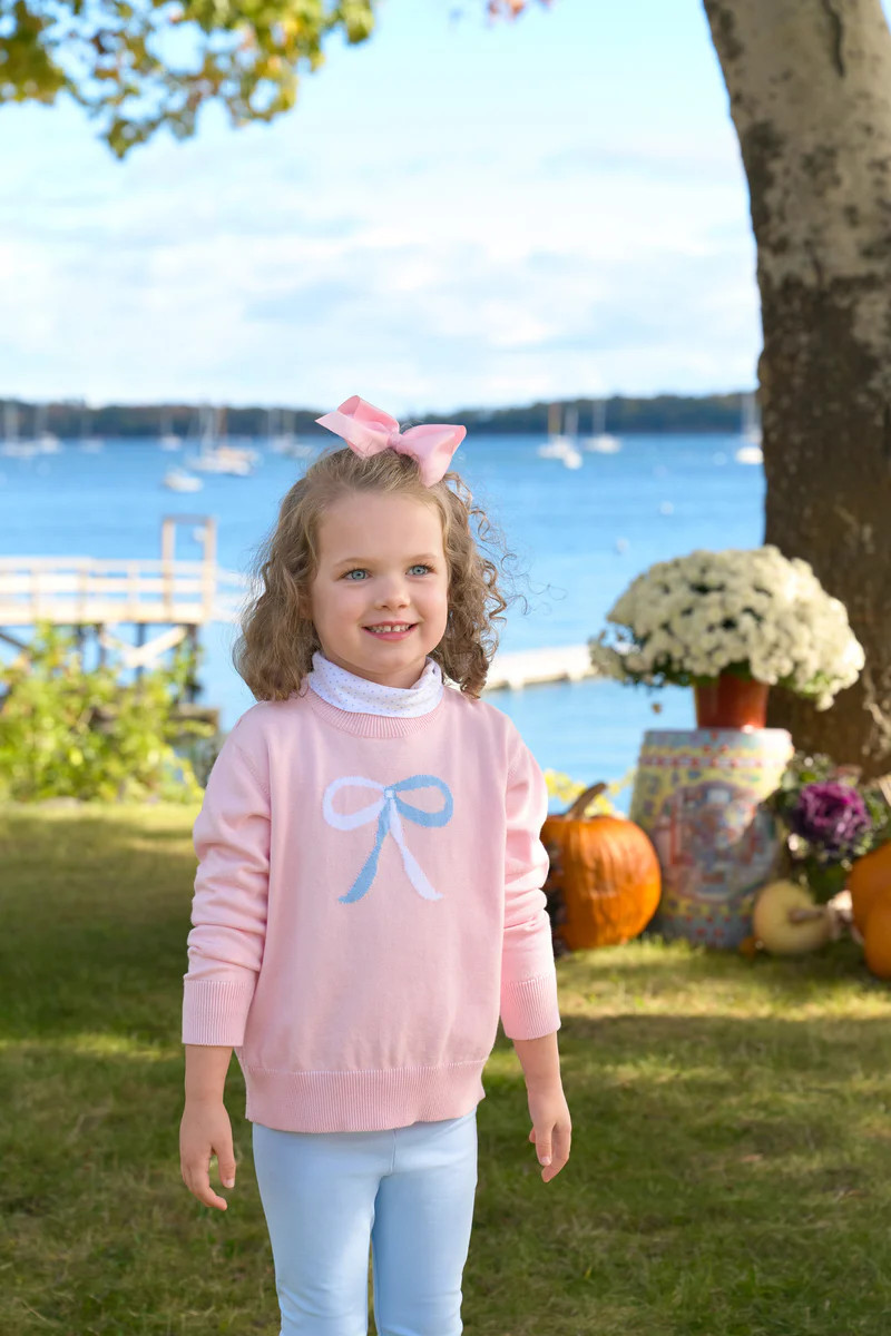 Isabelle's Intarsia Sweater - Palm Beach Pink with Worth Avenue White | The Beaufort Bonnet Company
