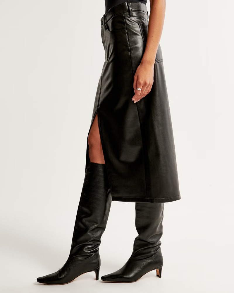 Women's Vegan Leather Midi Skirt | Women's Up To 30% Off Select Styles | Abercrombie.com | Abercrombie & Fitch (US)