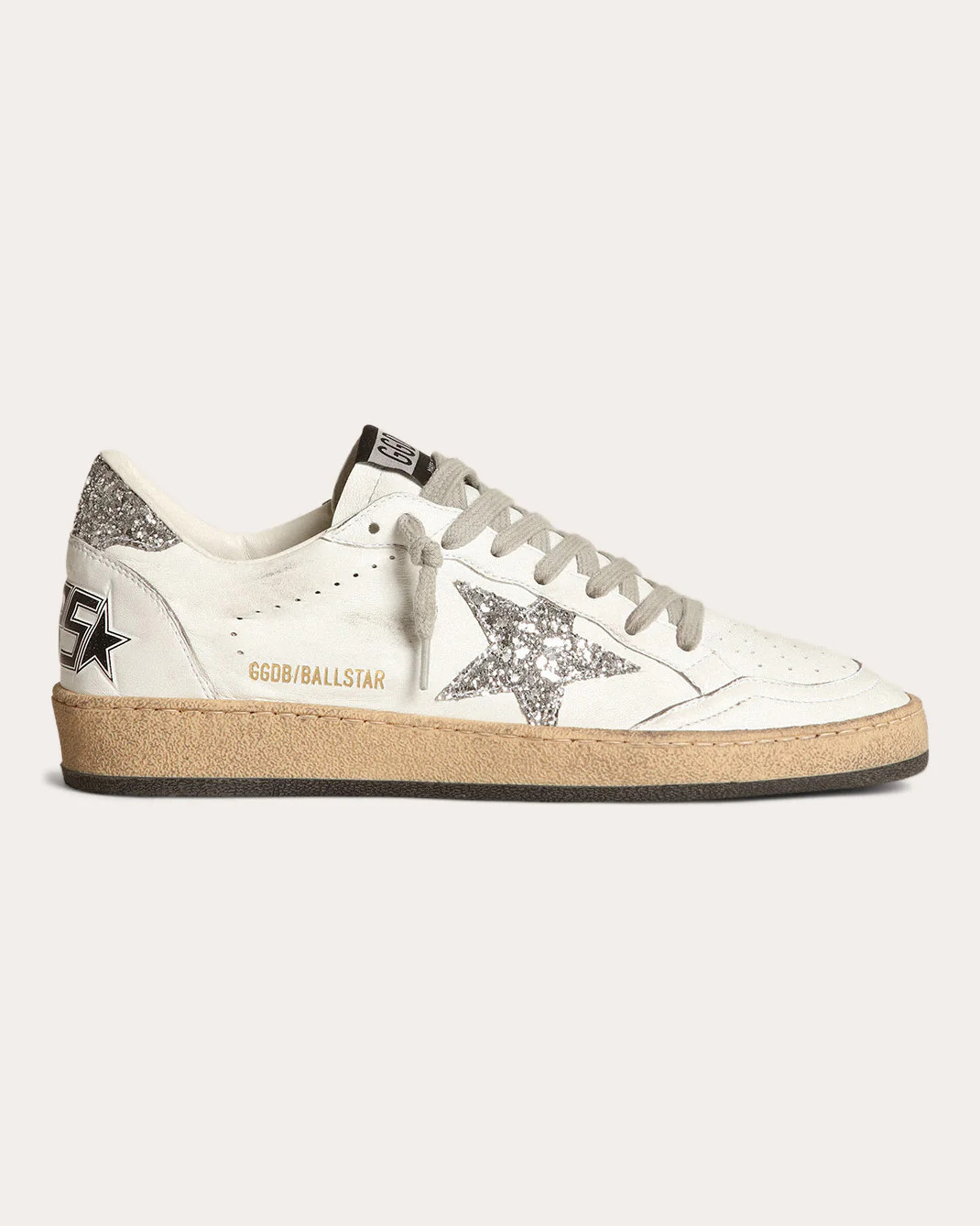 Golden Goose Women's Ball Star Sneaker in White/silver Leather/Rubber/Cotton | Olivela