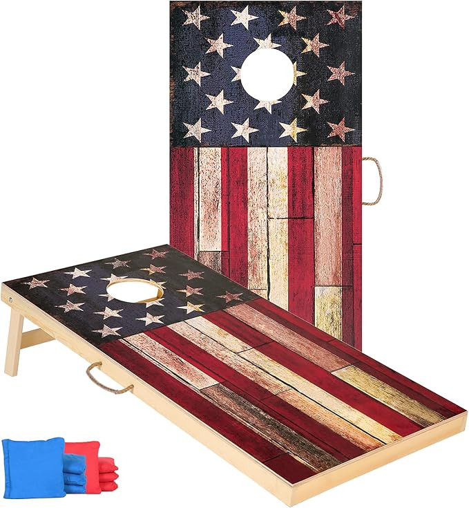 Solid Wood Vintage Cornhole Game Set, Two 4'x2'Cornhole Boards, 8 Cornhole Bags for Indoor and Ou... | Amazon (US)