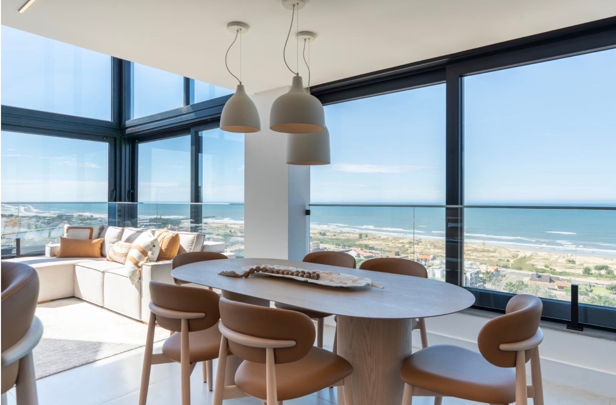 Inspiration, modern mid century dining set, leather chairs, oval oak table, light pendant, chalet, sectional sofa, white, neutral, brown, beige, seating area, luxury, beach house, wood, trendy home, furniture, furnishing

#LTKHome