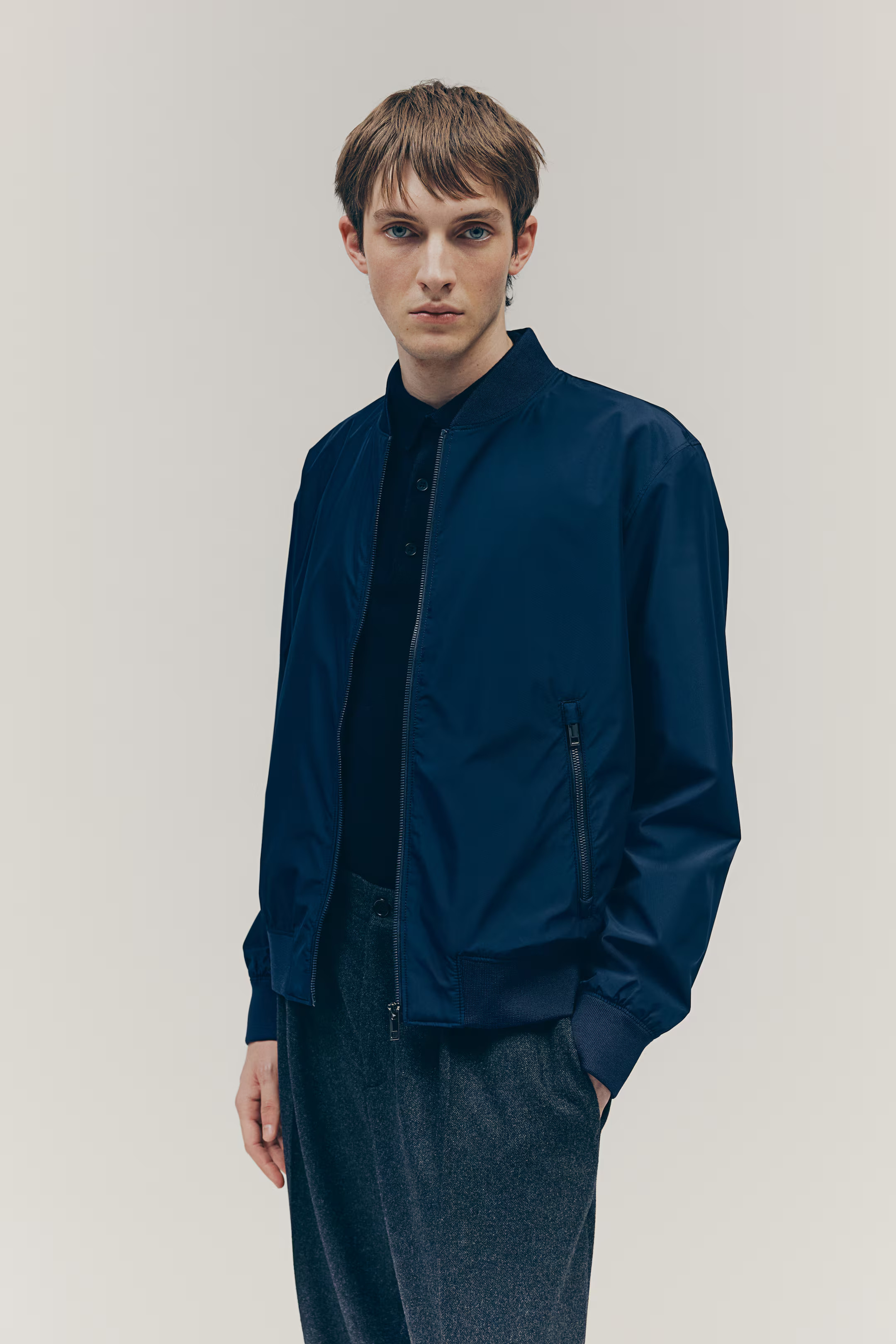 Regular-Fit Lightweight Bomber Jacket - Navy blue - Men | H&M US | H&M (US + CA)