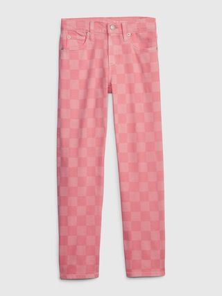 Kids High Rise Checkerboard '90s Loose Jeans with Washwell | Gap (CA)