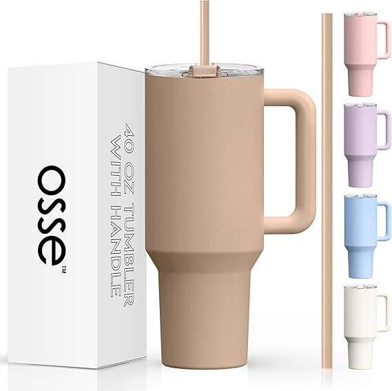 40oz Tumbler with Handle and Straw Lid | Double Wall Vacuum Reusable Stainless Steel Insulated Wa... | Amazon (US)