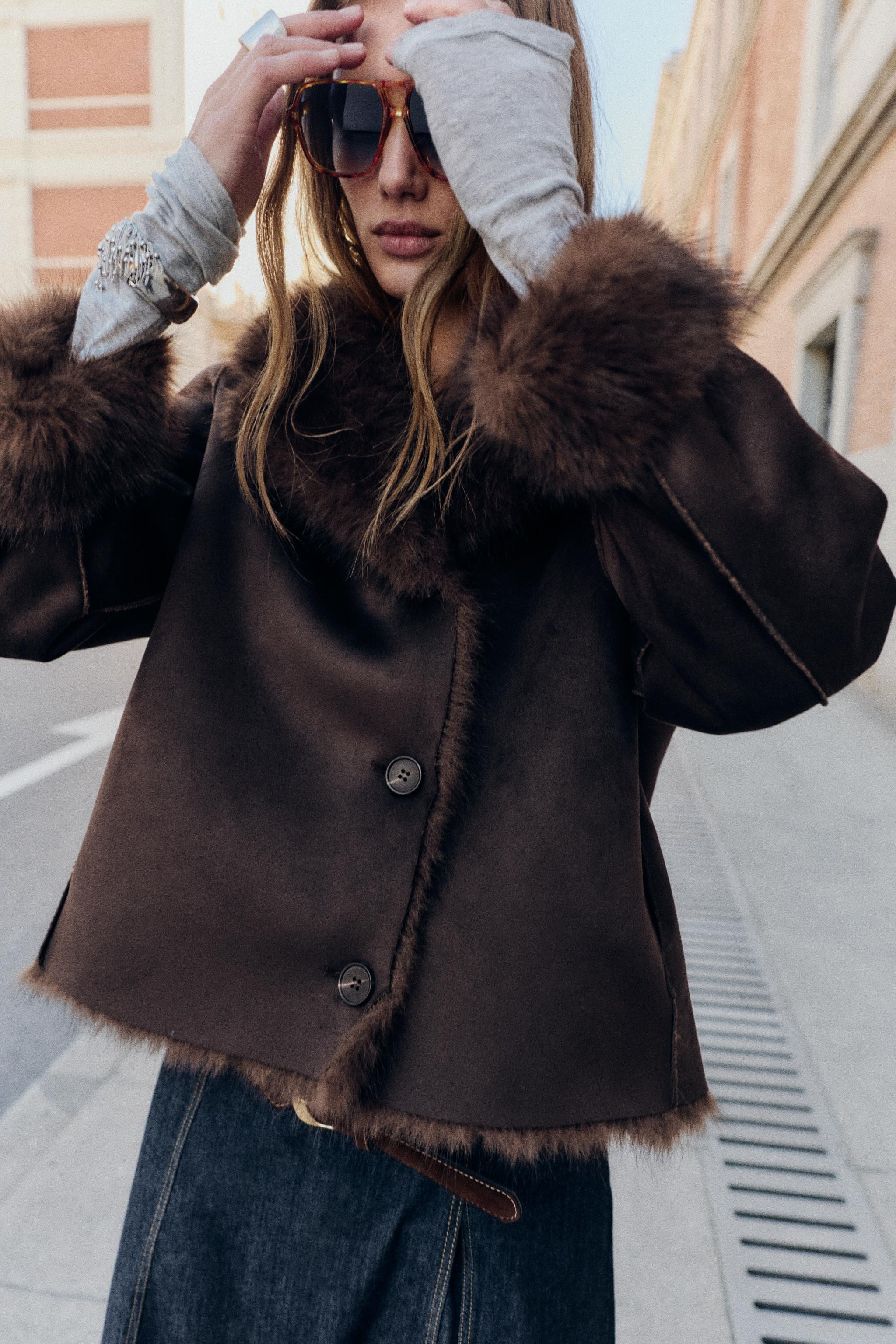 REVERSIBLE DOUBLE FACED FAUX FUR JACKET | Zara US