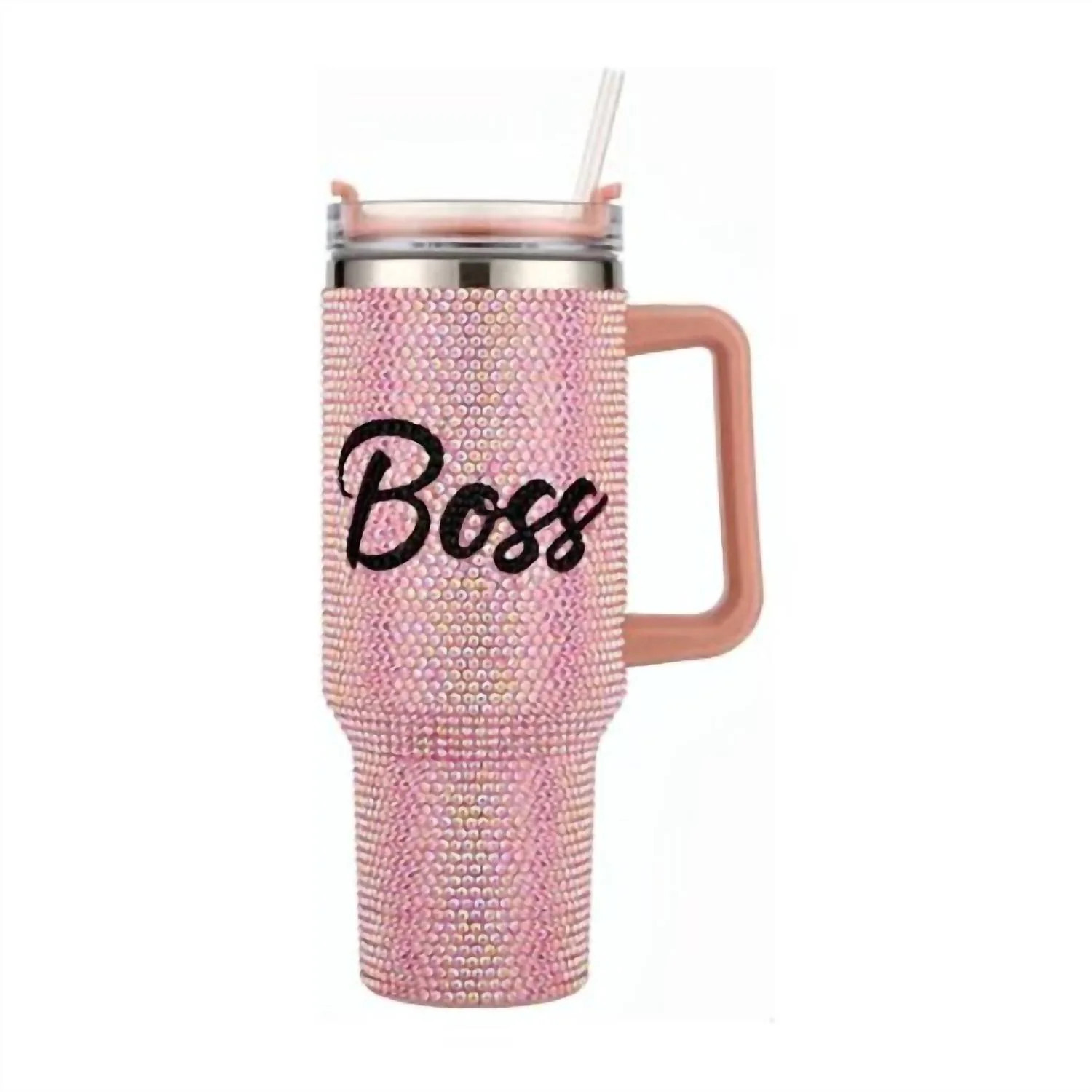 Boss Rhinestone Tumbler In Pink | Shop Simon