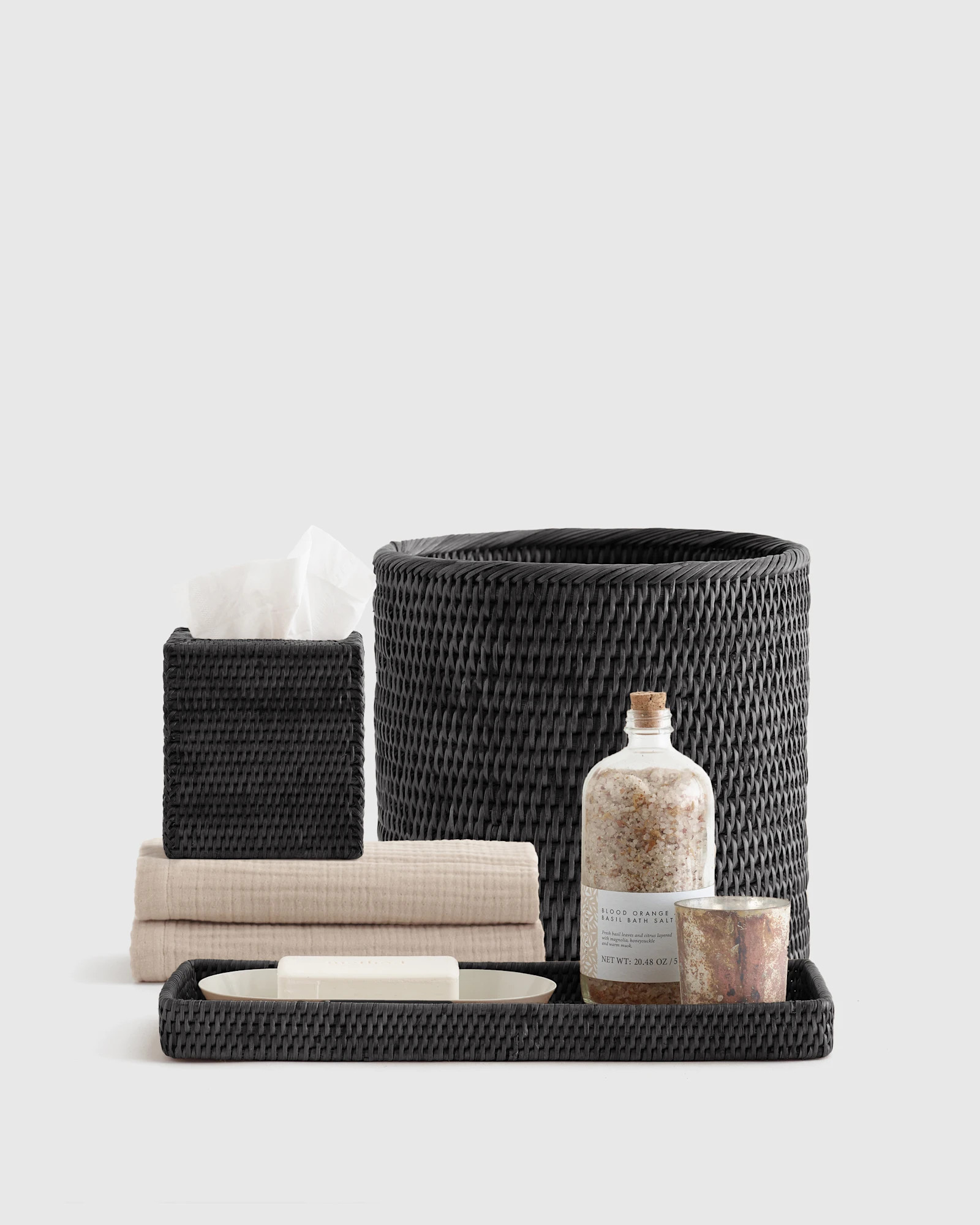 Handwoven Rattan Bathroom Accessory Set | Quince