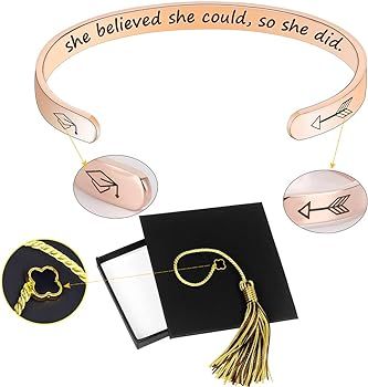 Graduation Gift 2021 Inspirational Graduation Cuff Bracelet with Graduation Plush Graduation Bear... | Amazon (US)