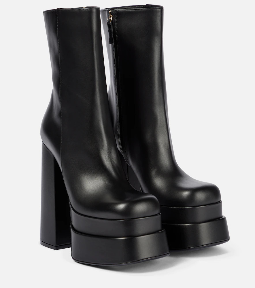 Versace Intrico leather platform ankle boots | Mytheresa (US/CA)