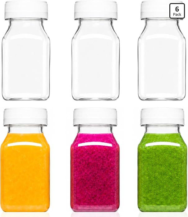 Norcalway 4 Oz Small Plastic Bottles with Black Caps for Liquids - Ginger Shot Lids, Wellness Jui... | Amazon (US)