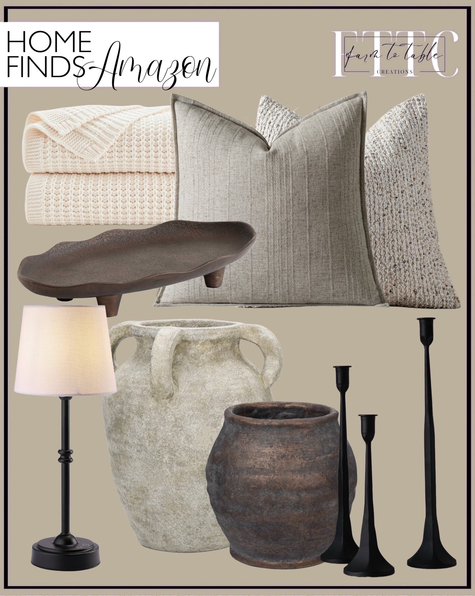 Neutral Amazon Home Finds That Look Designer
Follow @farmtotablecreations on Instagram for more cozy, curated Amazon home finds.

This Amazon roundup is filled with warm neutral textures and earthy tones—perfect for creating that high-end, collected look without the designer price tag. I’m loving the sculptural vases, fluted candle holders, and textured pillows layered with that cozy waffle-knit throw. The petite lamp and footed tray are two of my secret weapons for styling shelves, nightstands, or console tables. Everything here ships fast and styles beautifully.

Tap to shop it all from Amazon!

#AmazonHome #LTKAmazon #AmazonDecor #NeutralDecor #ModernOrganicStyle #AmazonFavorites #CozyHomeVibes #TexturedDecor #ShelfStyling #EarthToneDecor #LTKhome #AmazonPillows #WaffleThrow #InteriorInspo #WarmNeutrals #AmazonFinds



#LTKHome #LTKFindsUnder50 #LTKSaleAlert
