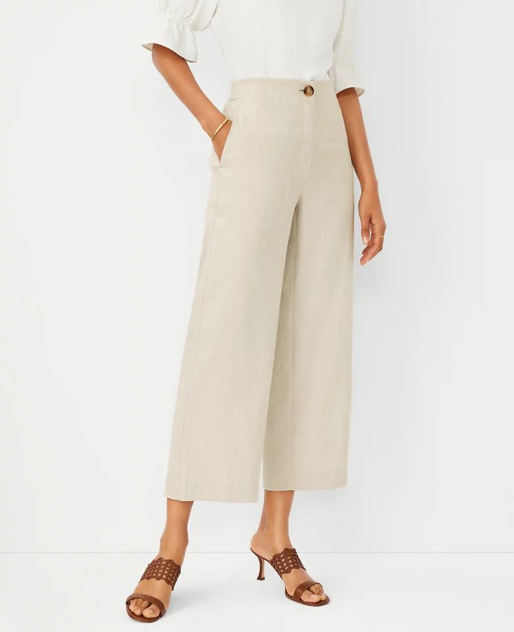 The Petite Wide Leg Crop Pant in Linen Blend | Ann Taylor (US)