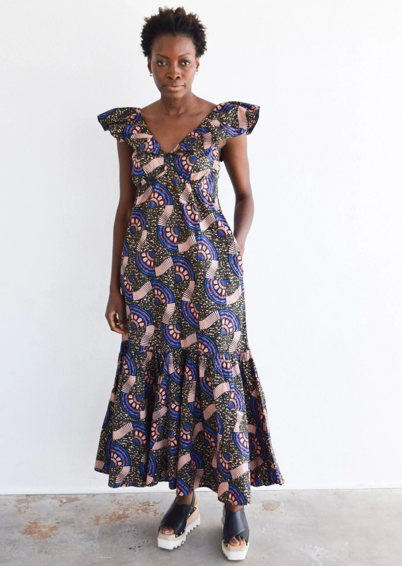 Never A Wallflower | Isabelle Dress Olive Wax Print | Never A Wallflower