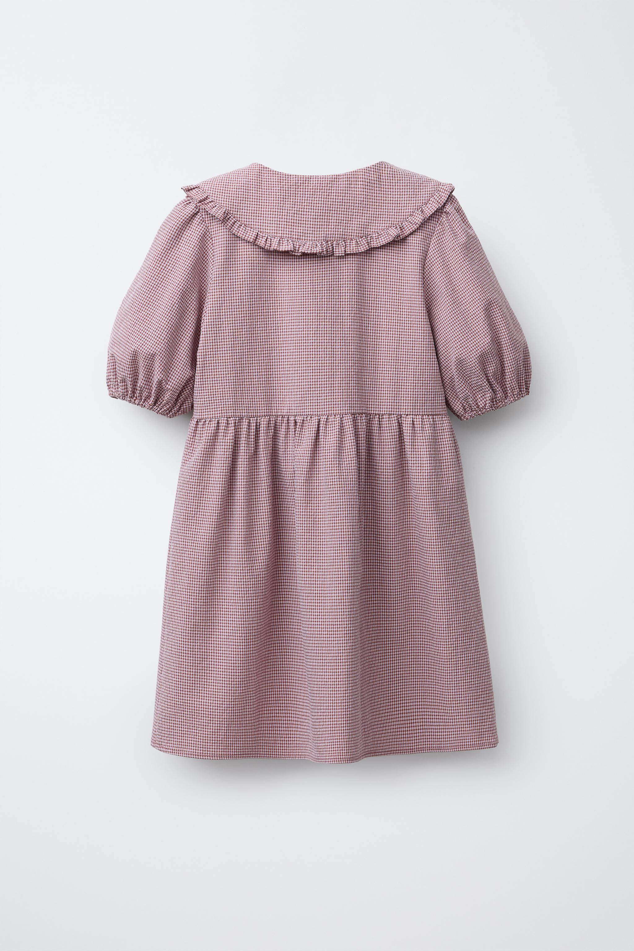 GINGHAM CHECK COLLAR DRESS | Zara Canada