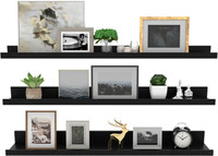 Click for more info about Giftgarden 36 Inch Black Floating Shelves for Wall Woodgrain Picture Ledge Large Photo Shelf for ...