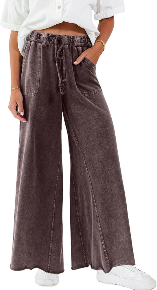 Women Wide Leg Sweatpants Jeans High Waist Baggy Trouser Loose Boyfriend Denim Pants Y2K | Amazon (US)