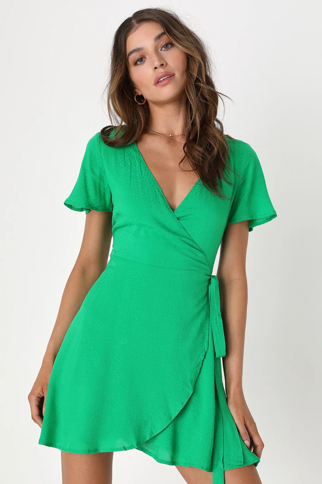 Days in the Sun Green Floral Mini Wrap Dress | Lulus (US)
