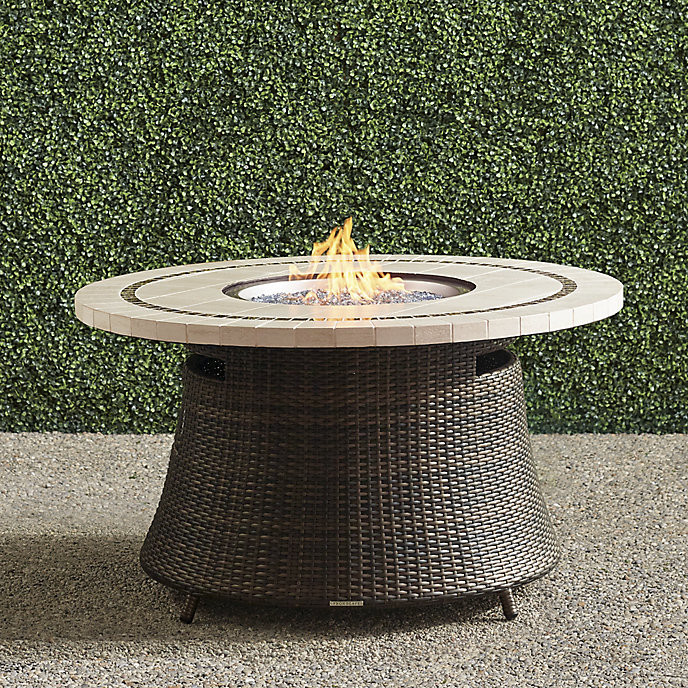 Pasadena Stone Top Fire Table in Bronze Wicker | Frontgate | Frontgate