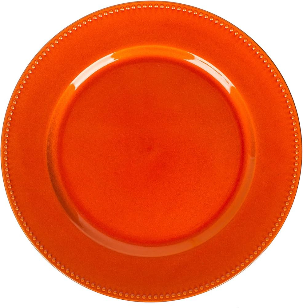 MAONAME Orange Charger Plates, Round Dinner Charger with Beaded, 13 Inch Plastic Plate Chargers f... | Amazon (US)