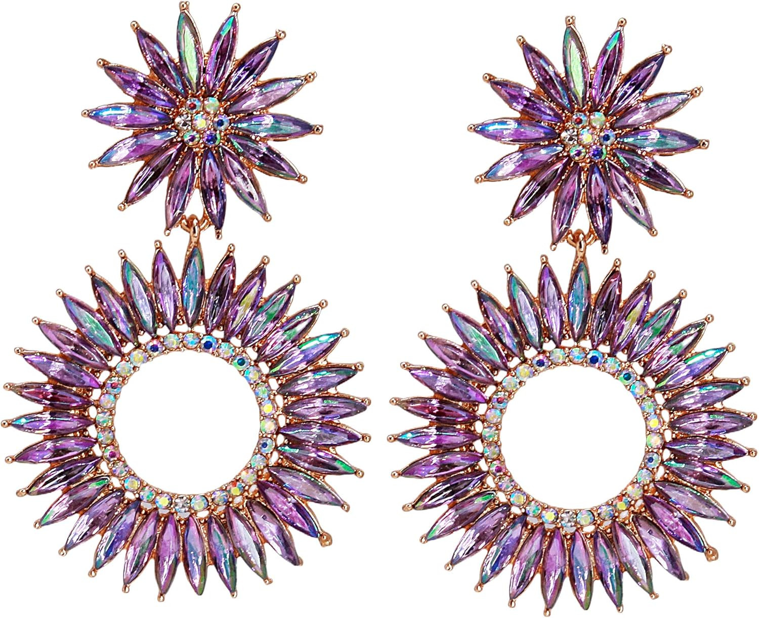 BiBeary large Dagnle Earrings for Women Round Fashion Bohemian Pave Crystal Fashion Prom Party Pa... | Amazon (US)