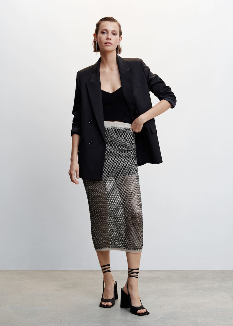 Openwork knitted lurex skirt -  Women | Mango USA | MANGO (US)