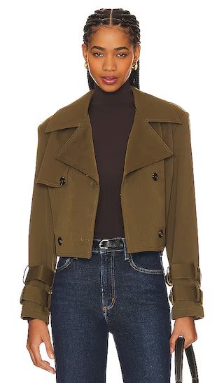 Cropped Trench Coat in Military Olive | Revolve Clothing (Global)