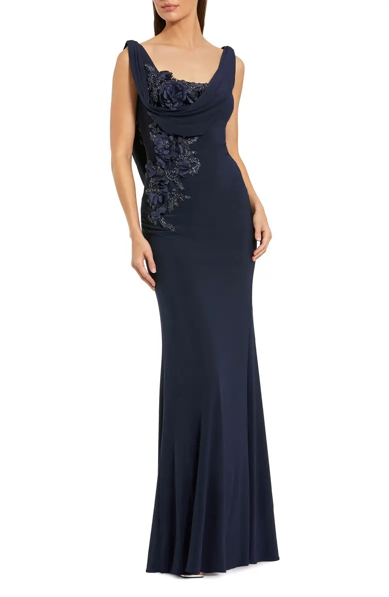 Women's Sleeveless Jersey Cowl Neck Gown With Beading | Nordstrom