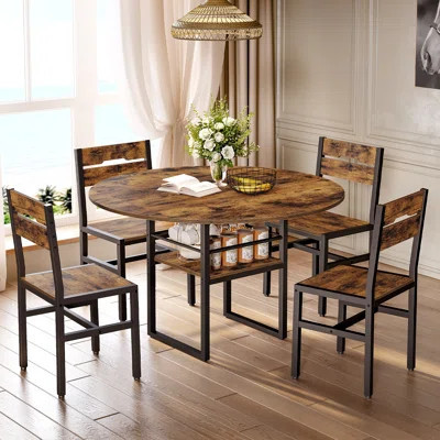 4 - Person Dining Set Round Table Top Dining Table Set | Wayfair North America