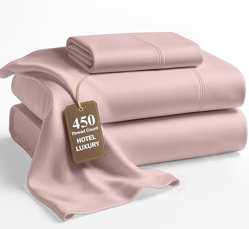 LANE LINEN Twin Bed Sheet & Pillowcase Sets 450 Thread Count 100% Cotton Sepia Rose | Amazon (US)