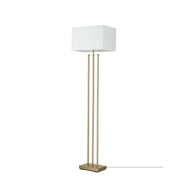 Novogratz x Globe SoHo 62" Matte Brass Floor Lamp with White Linen Shade, 67775 - Walmart.com | Walmart (US)