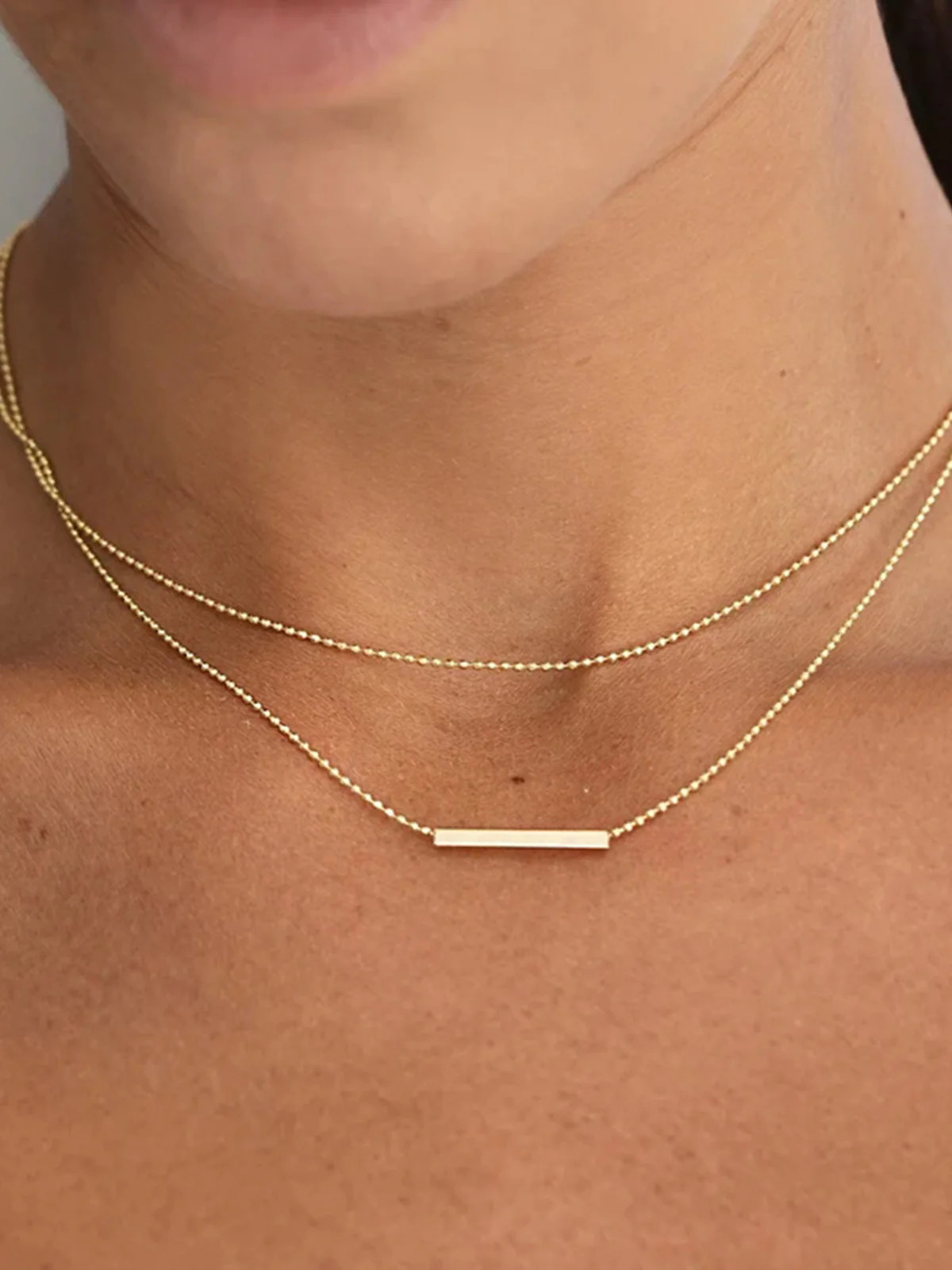 Double Layer Golden Drop Necklace | Commense