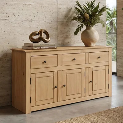 Panama Solid Wood 3-Door 3-Drawer Buffet Sideboard | Wayfair North America