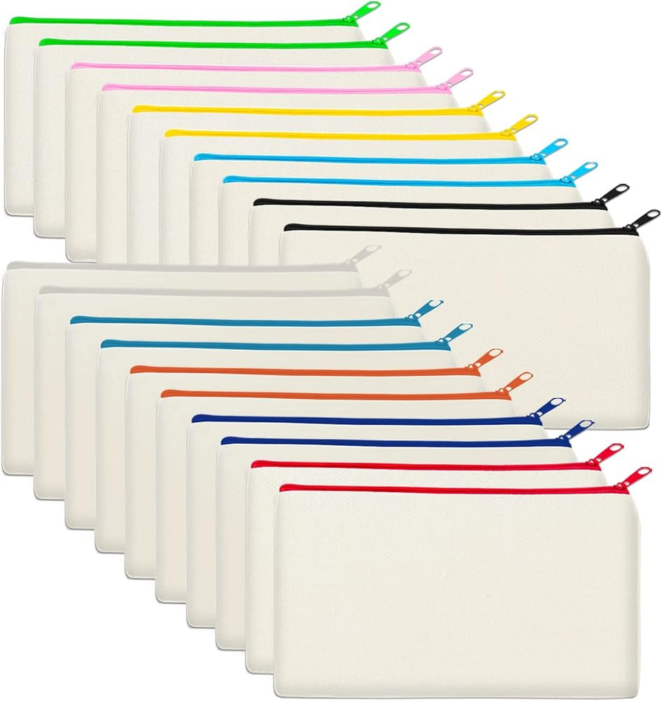 Legigo 10 Pack Blank DIY Craft Bag Canvas Pen Case Blank Makeup Bags - Canvas Pencil Bag Cotton Canv | Amazon (US)