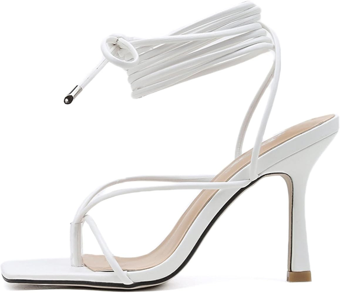 MeiLuSi Womens Strappy High Heel Sandals Gladiator Sandal Stiletto Square Toe Lace up Dress Sanda... | Amazon (US)