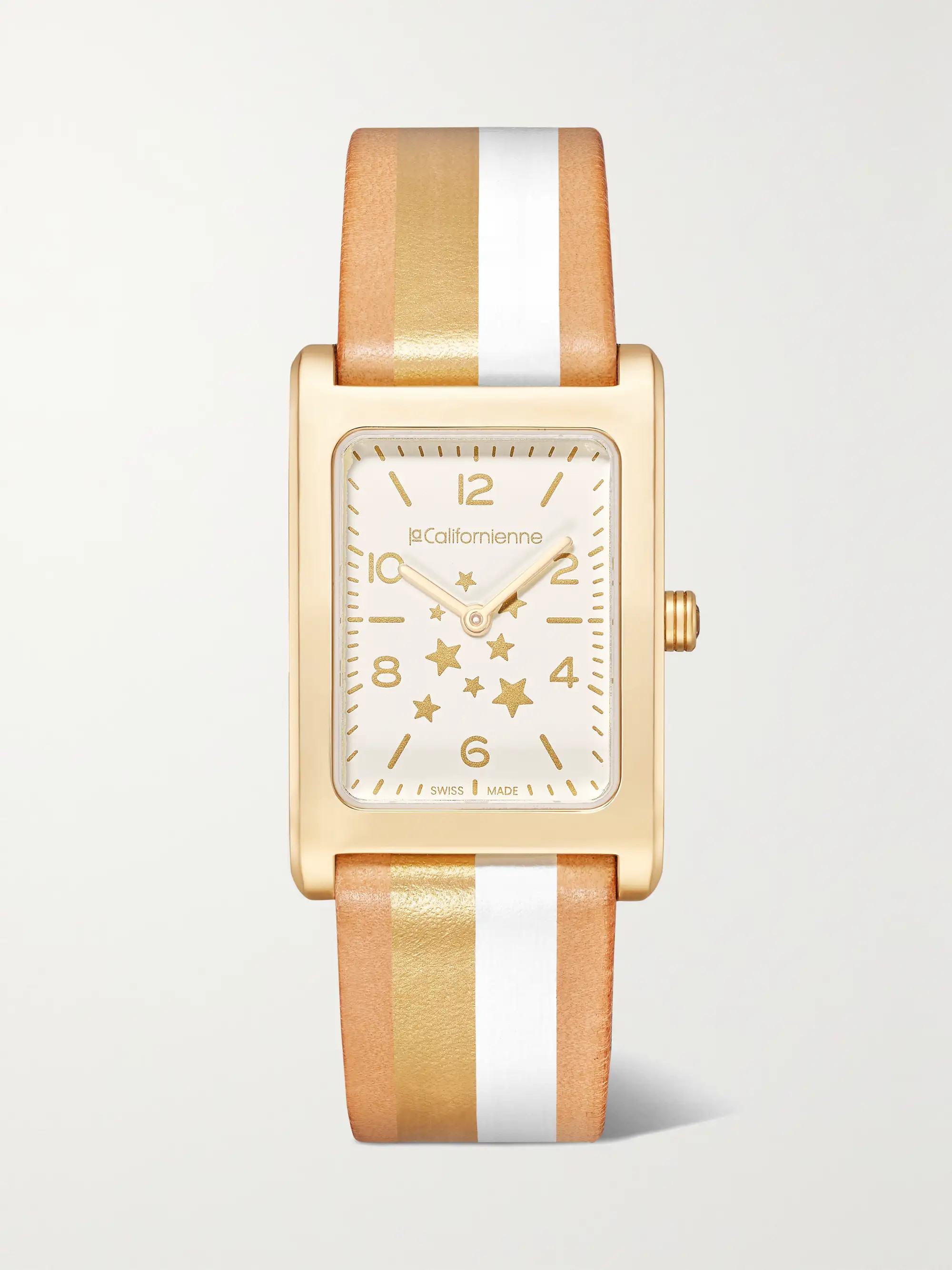 Daybreak 24mm gold-plated striped leather watch | NET-A-PORTER (US)