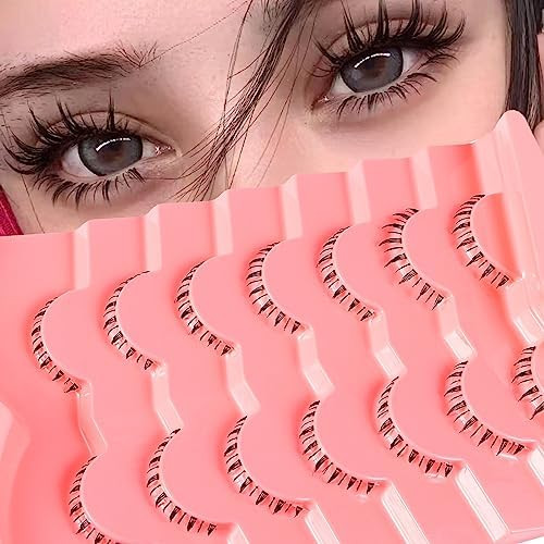7 Pairs Bottom Lashes Clear Band Wispy Natural Look Lashes Japanese Manga Style Spiky Anime Lower... | Amazon (US)
