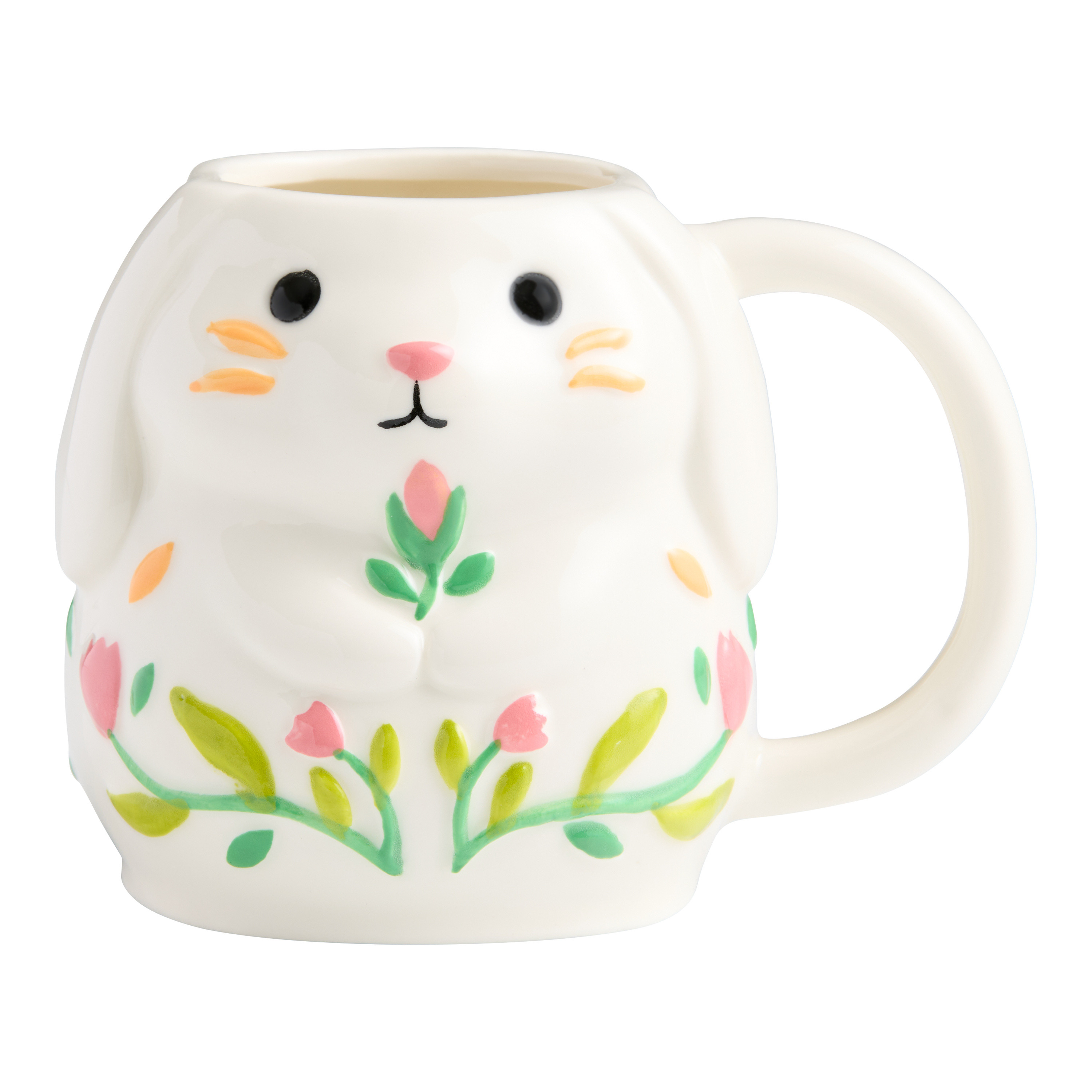 Bunny Floral Hand Painted Figural Ceramic Mug | World Market