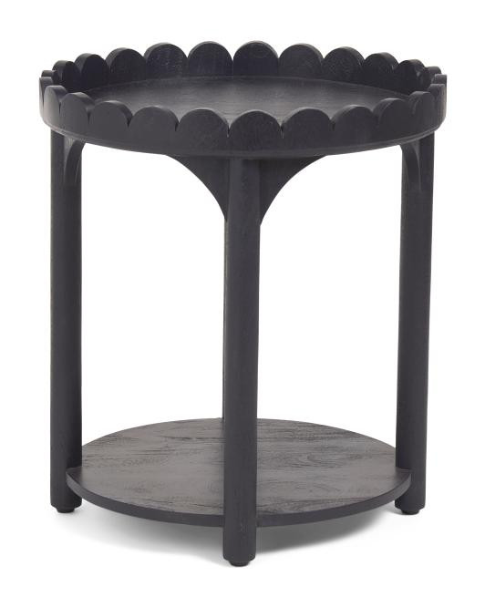 22x20 Solid Wood Round Scalloped Table With Shelf | TJ Maxx