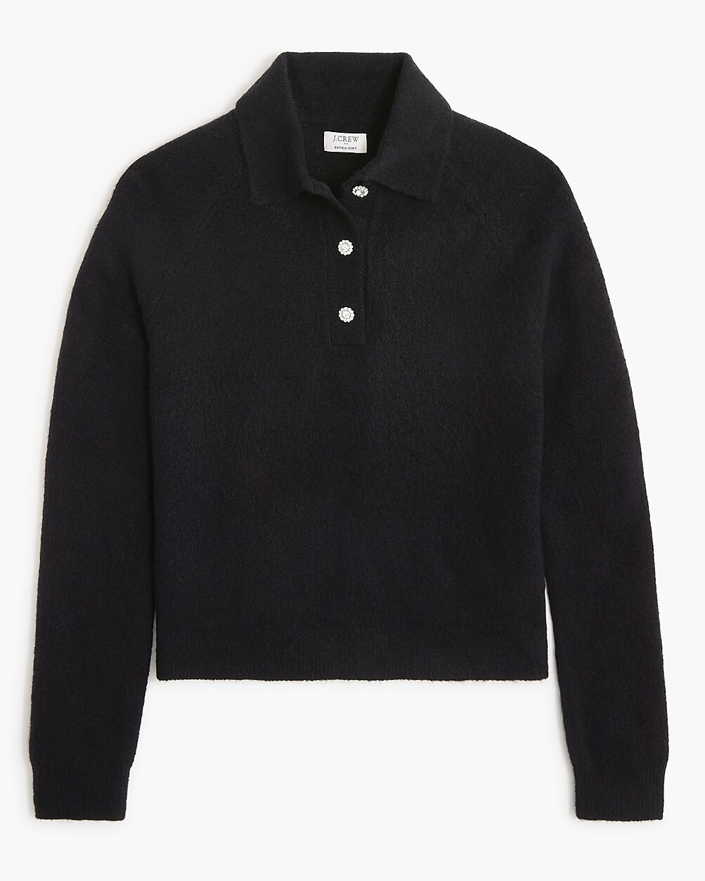 Rhinestone-button sweater-polo in extra-soft yarn | J.Crew Factory