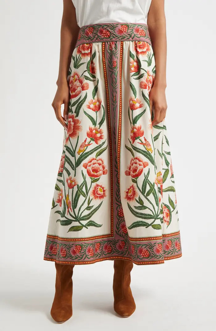 Anika Placed Floral Print Cotton Skirt | Nordstrom