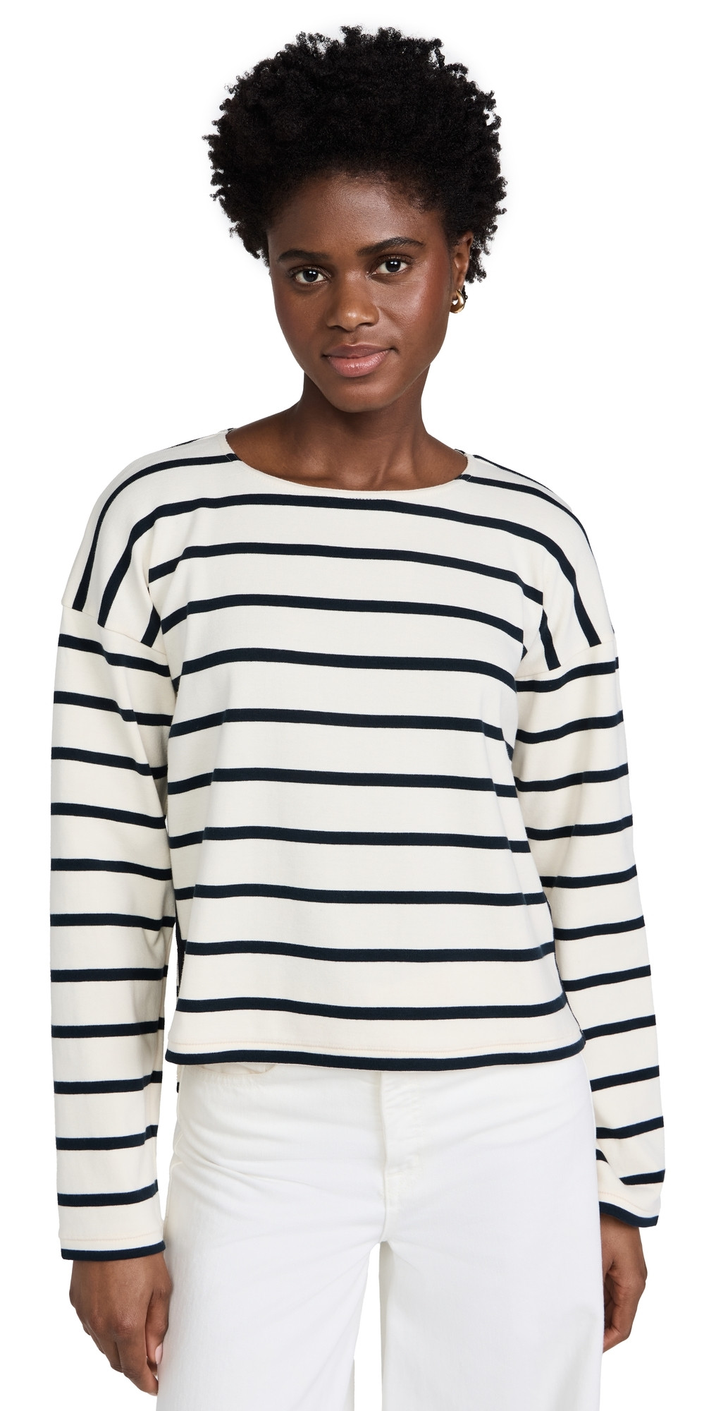 La Ligne Breton Long Sleeve Tee Ecru/Navy XL | Shopbop