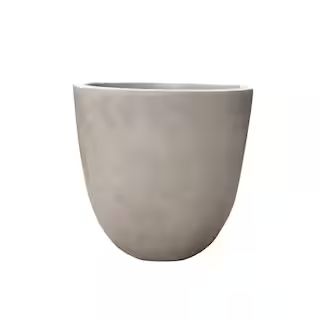 17 in. Tall Weathered Concrete Lightweight Durable Modern Round Outdoor Planter | The Home Depot