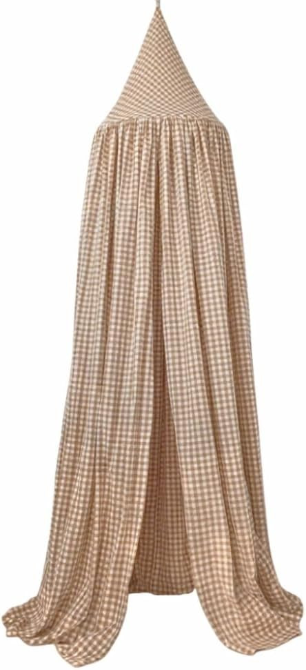 Wonder Space Kids Bed Canopy - Neutral Beige Gingham Checkered Design for Nurseries | Soft Cotton... | Amazon (US)