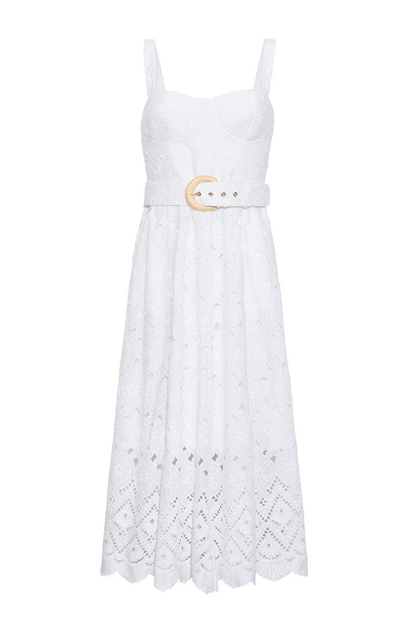 Calypso Dress in Trellis Eyelet White | Over The Moon